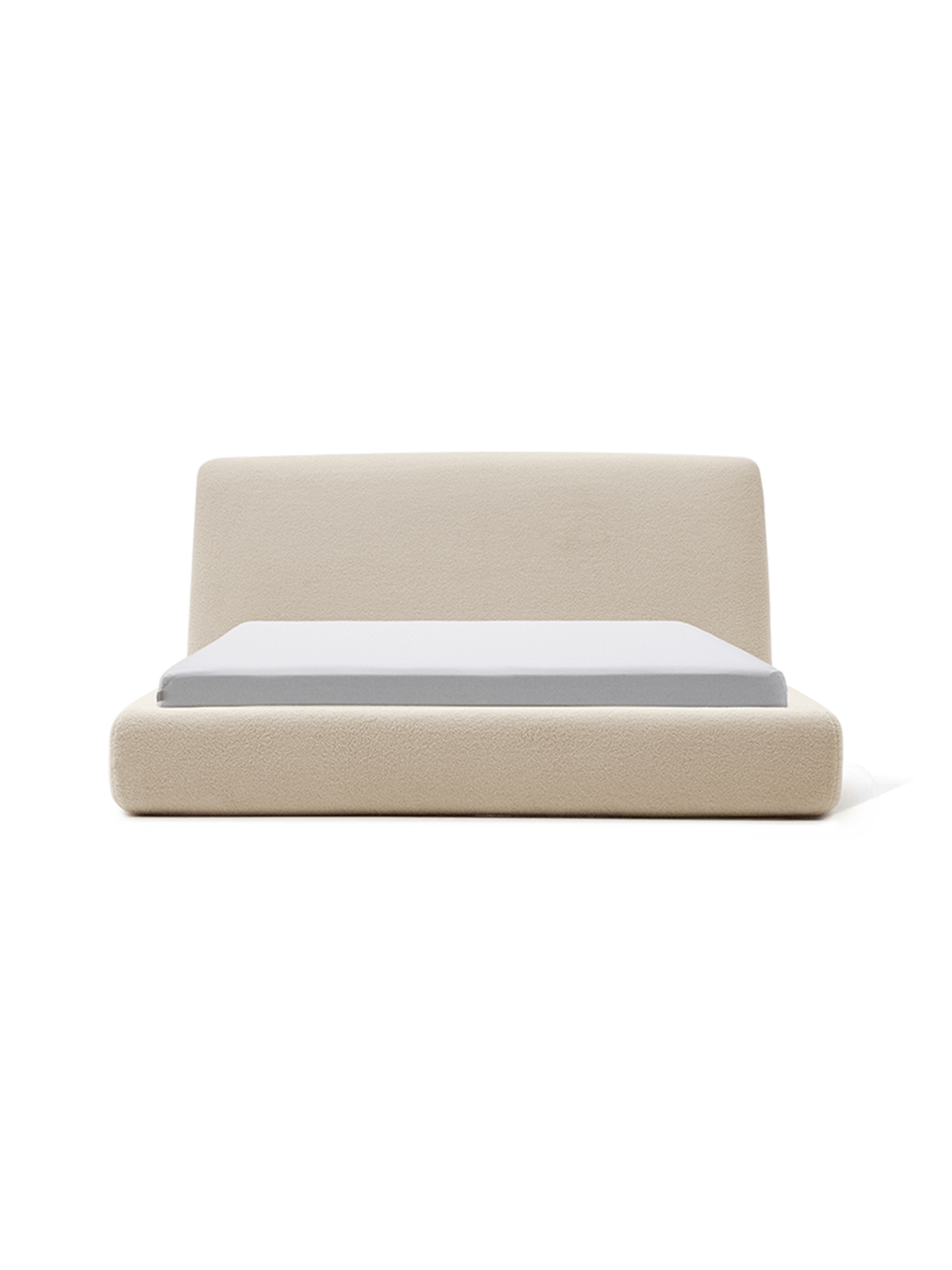 Martina-bed met afneembare hoes van gebroken wit bouclé voor matrassen van 180 x 200 cm FSC Mix Credit