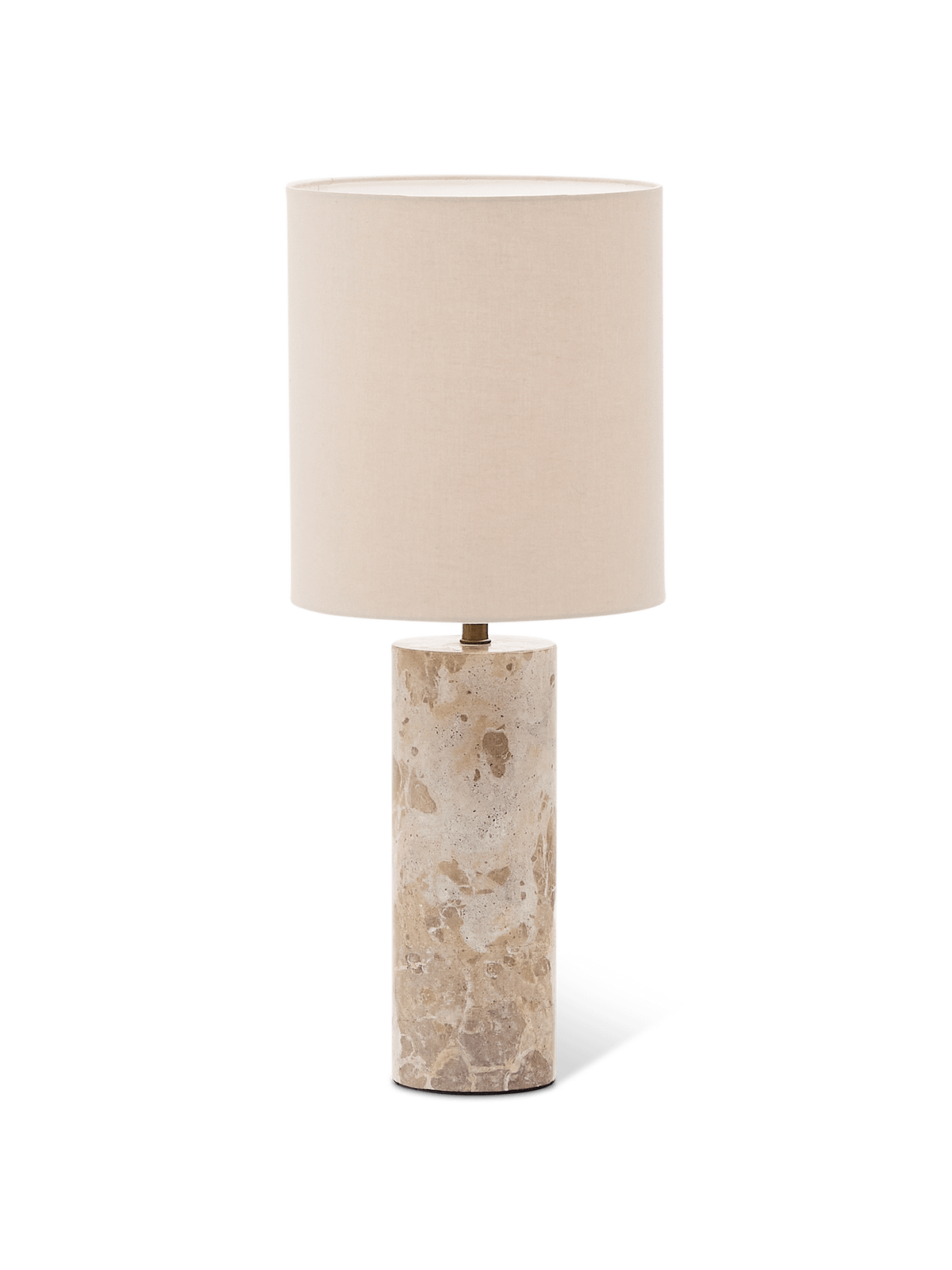 Raze tafellamp in beige marmer met een beige linnen kap