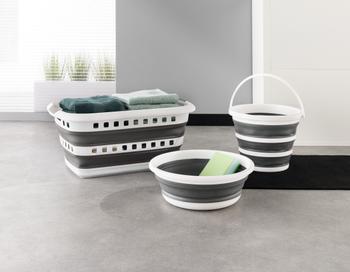 Wasmand LAUNDRIK Plooibaar Wit/Grijs Wasmand LAUNDRIK Plooibaar Wit/Grijs