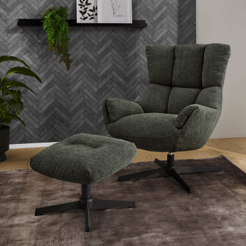 Draaizetel LIONEL met Poef Groen Draaizetel LIONEL met Poef Groen