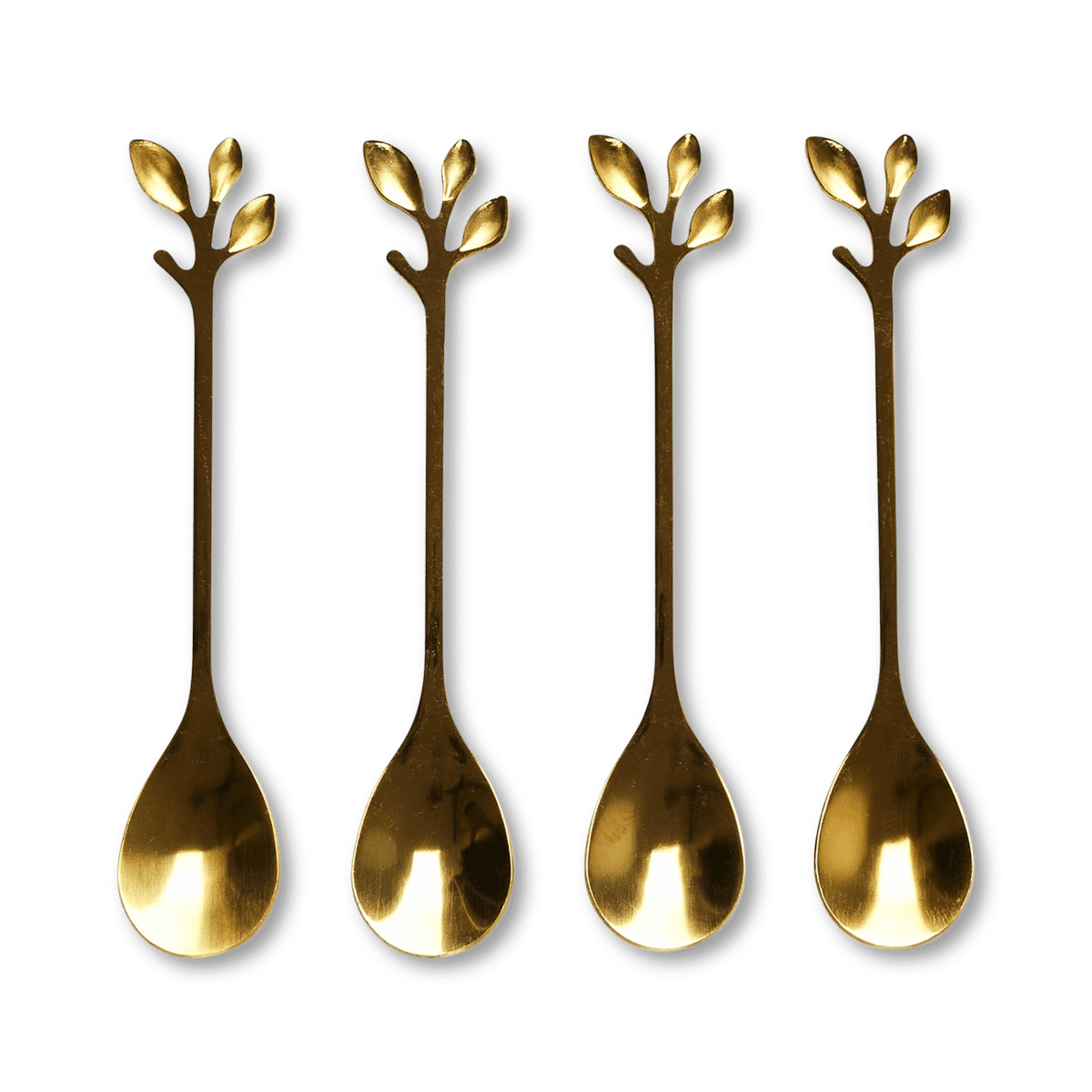 S/4 Koffielepel FEUILLI Rvs Goud
