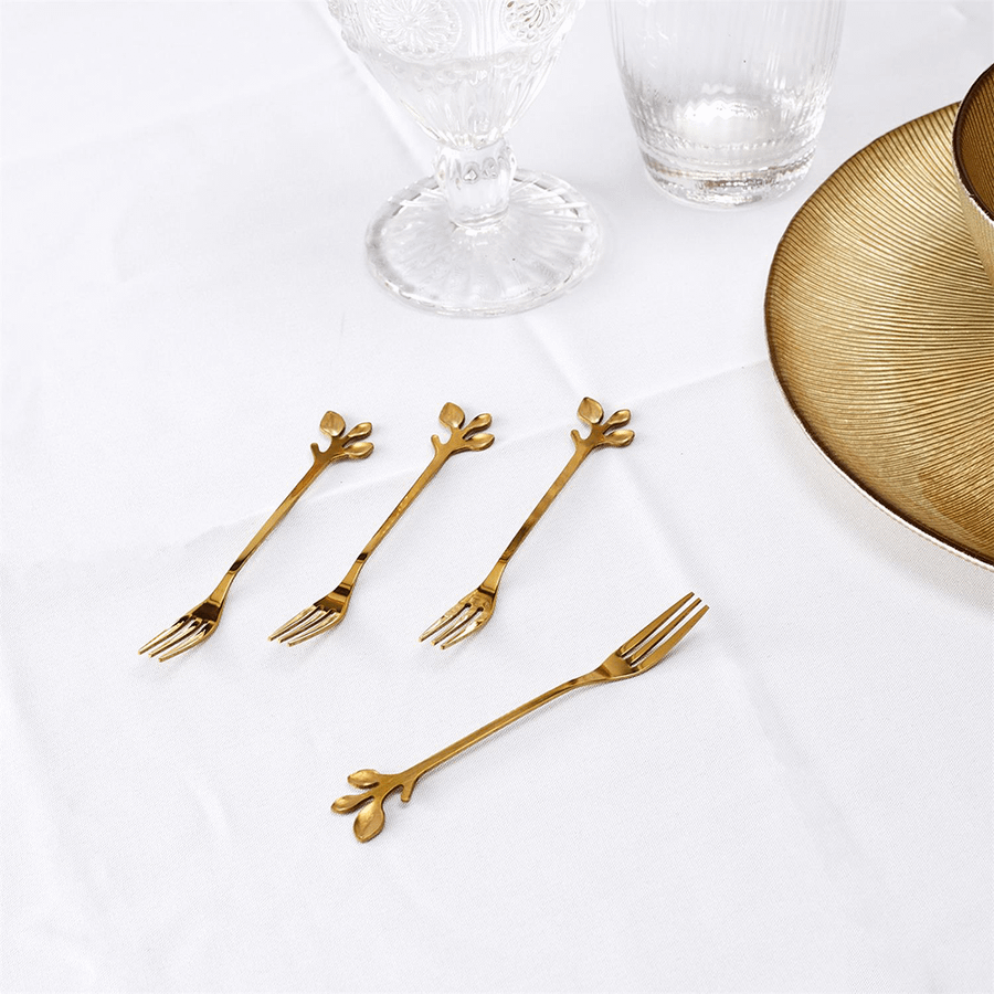 S/4 Koffielepel FEUILLI Rvs Goud S/4 Koffielepel FEUILLI Rvs Goud