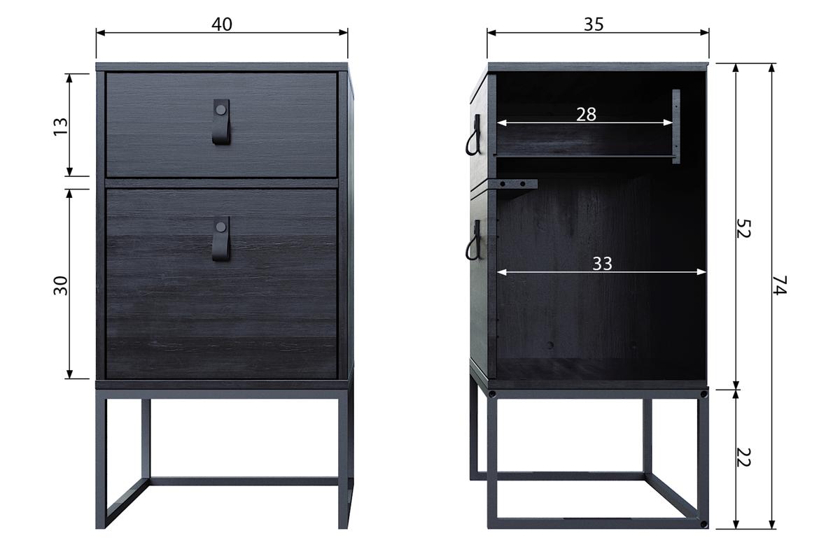 Nachtkastje BABS Zwart