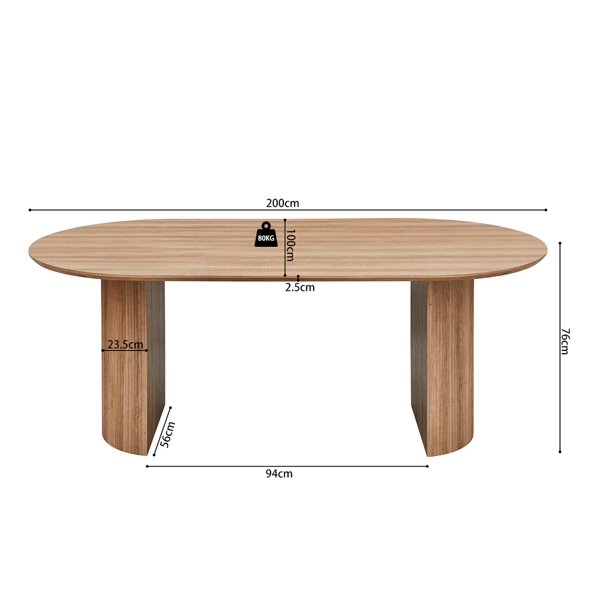 Eettafel PORTO Decor Oude Eik 200x110