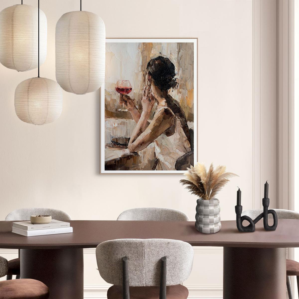 Framed Canvas DRINKING WINE Hout 50x70