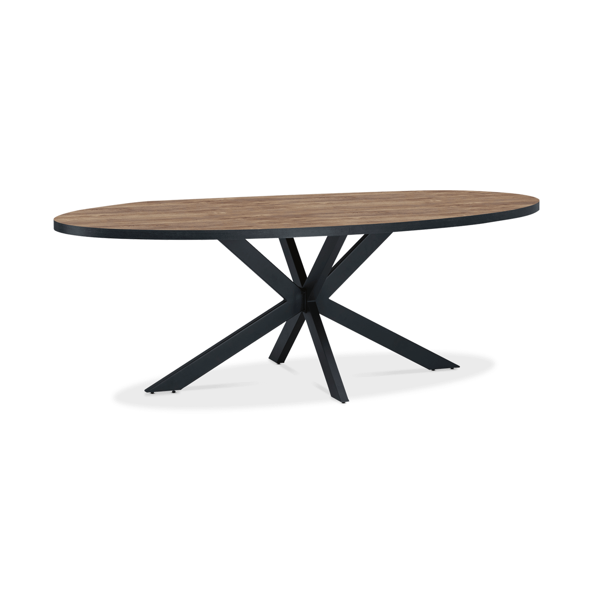 Eettafel LUCIEN Ovaal 220x118 Industrial Oak/Rand Zwart