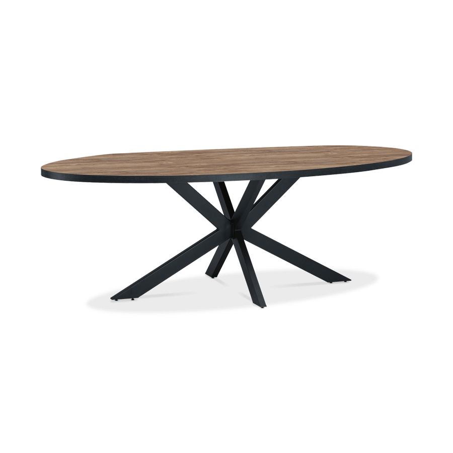 Eettafel LUCIEN Ovaal 220x118 Industrial Oak/Rand Zwart Eettafel LUCIEN Ovaal 220x118 Industrial Oak/Rand Zwart