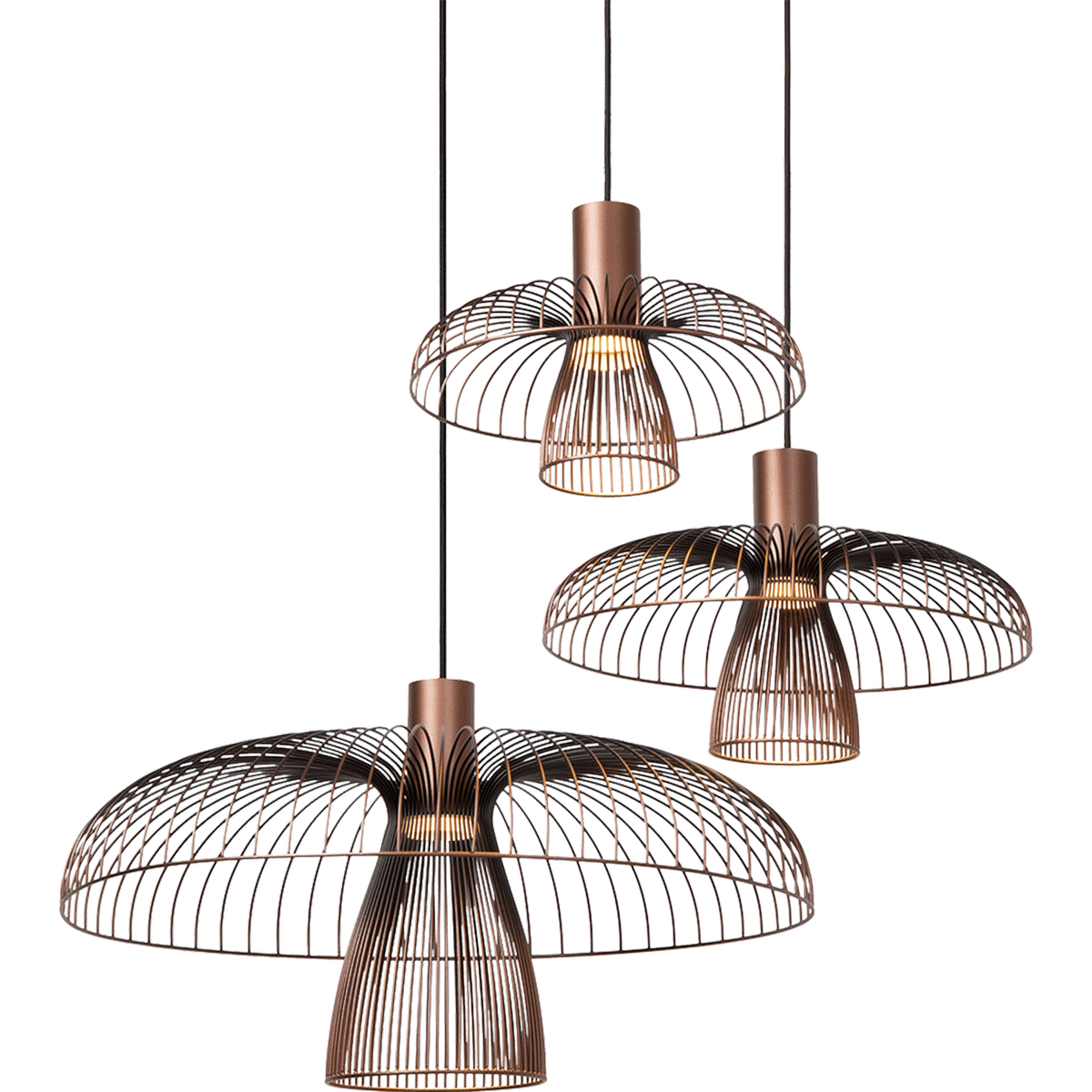 Hanglamp NIGELLA 3Del. Ø76 Koffie