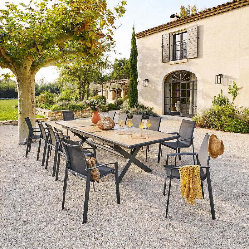 Tuintafel CORTONA Verlengbaar 250/330x113 Grijs/Hout