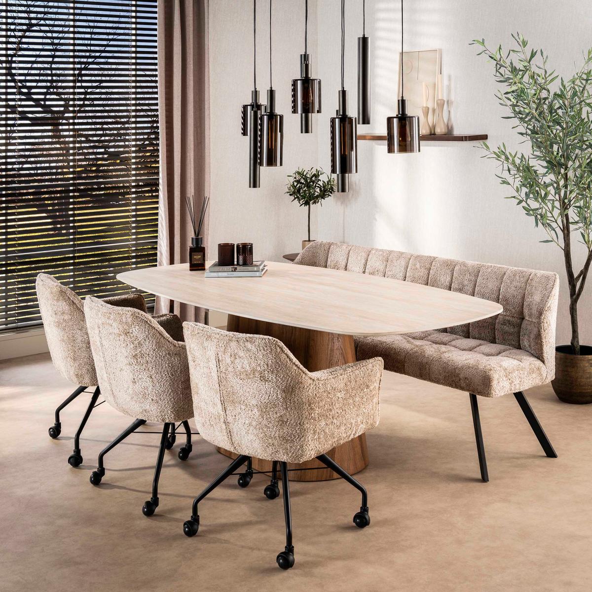 Eettafel RAVIQ 215x105 Keramiek Travertijn