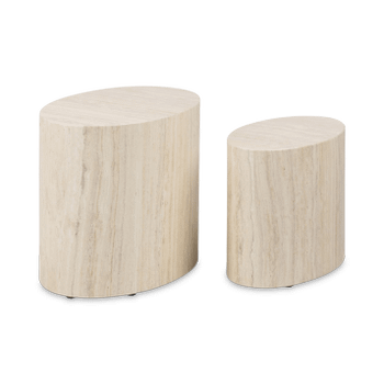 Set van 2 salontafels RIKA Travertijnlook Set van 2 salontafels RIKA Travertijnlook