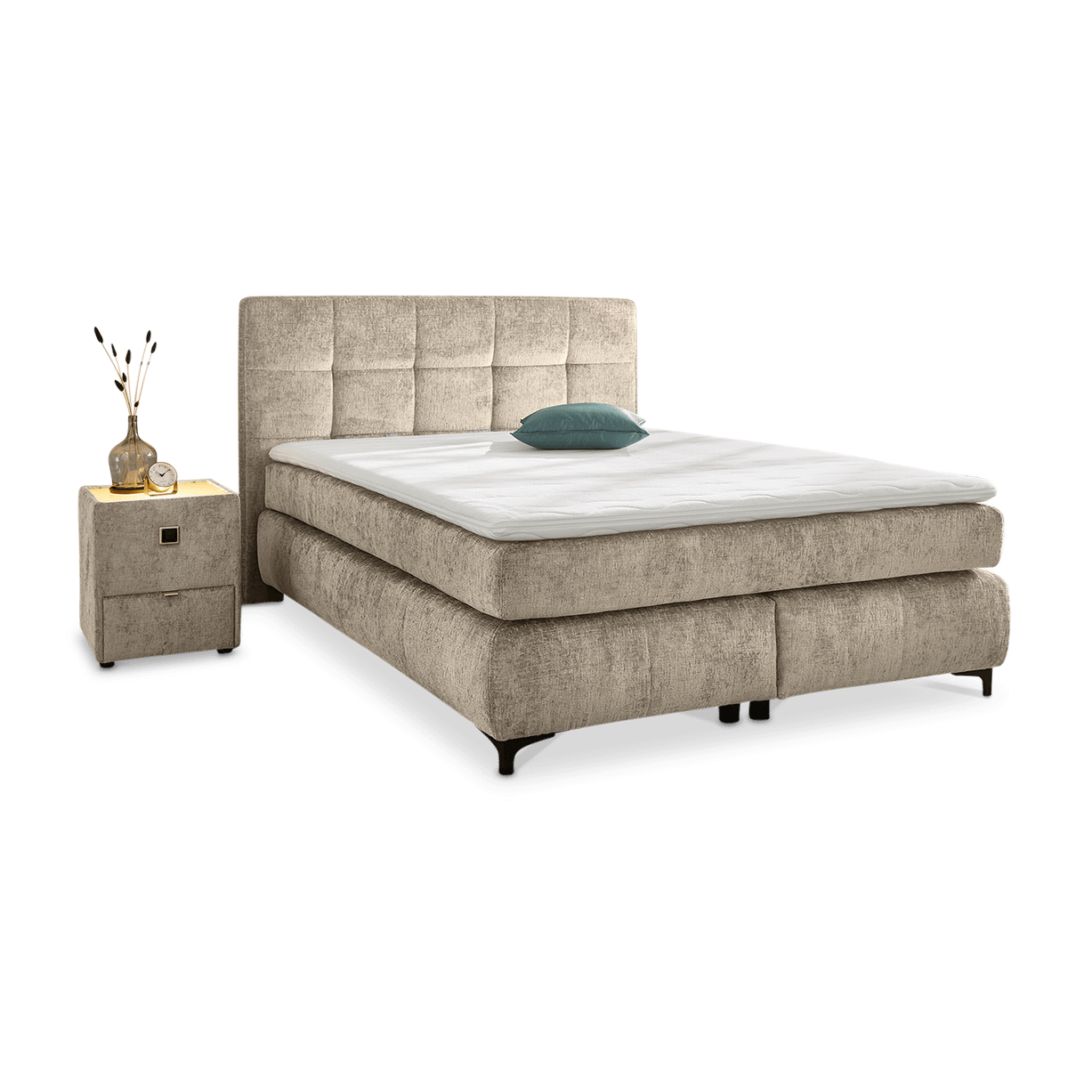 Boxspring ALKMAAR Chenille Beige 180x200