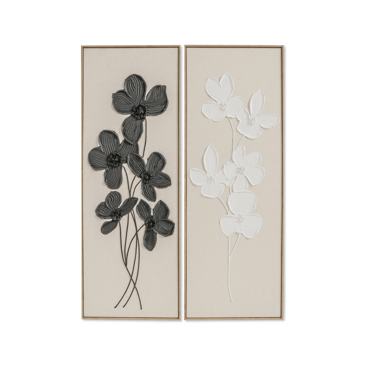Wanddeco ELLIRIA Bloem Wit/Zwart Ass.
