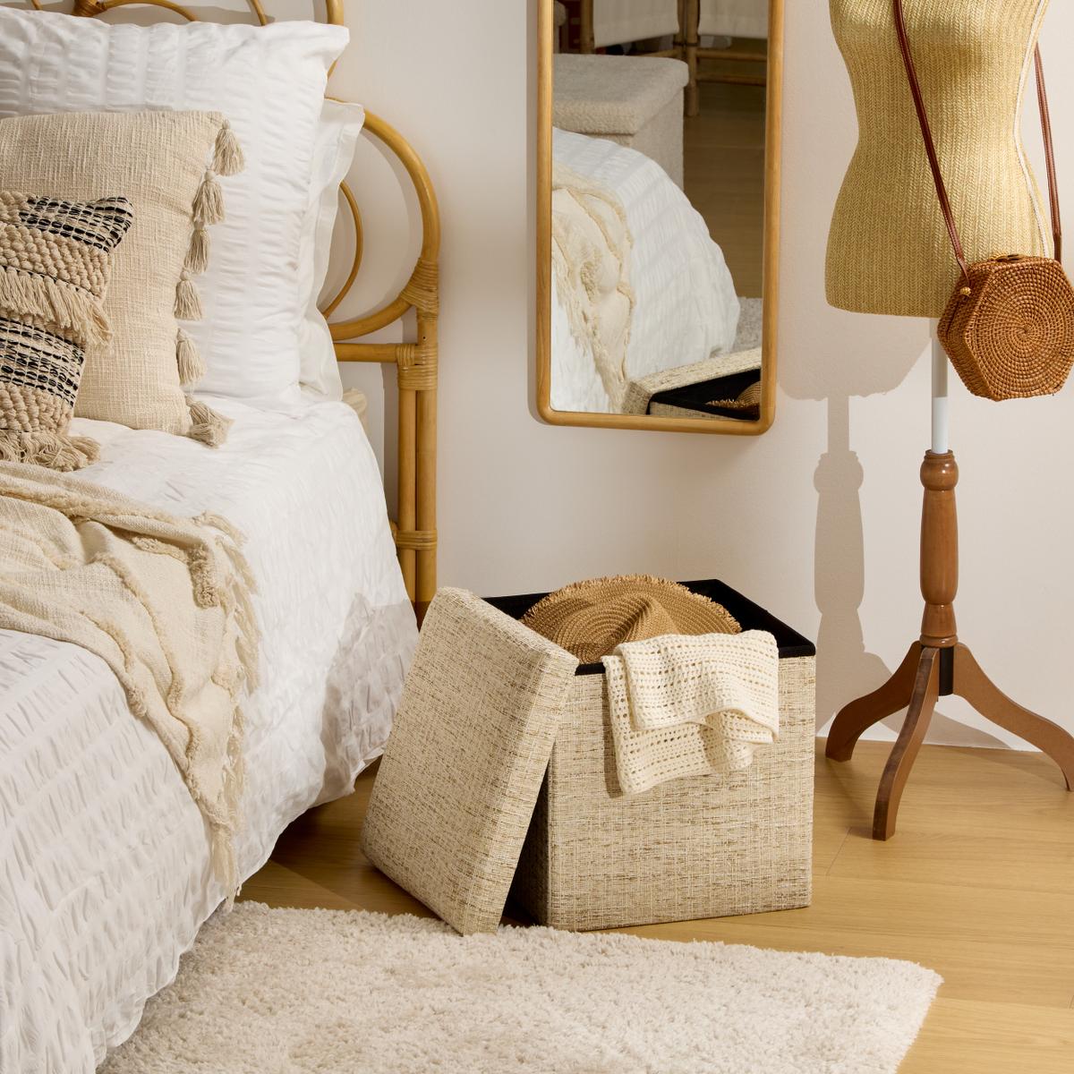 Opbergpouf OLMIA Vierkant Beige