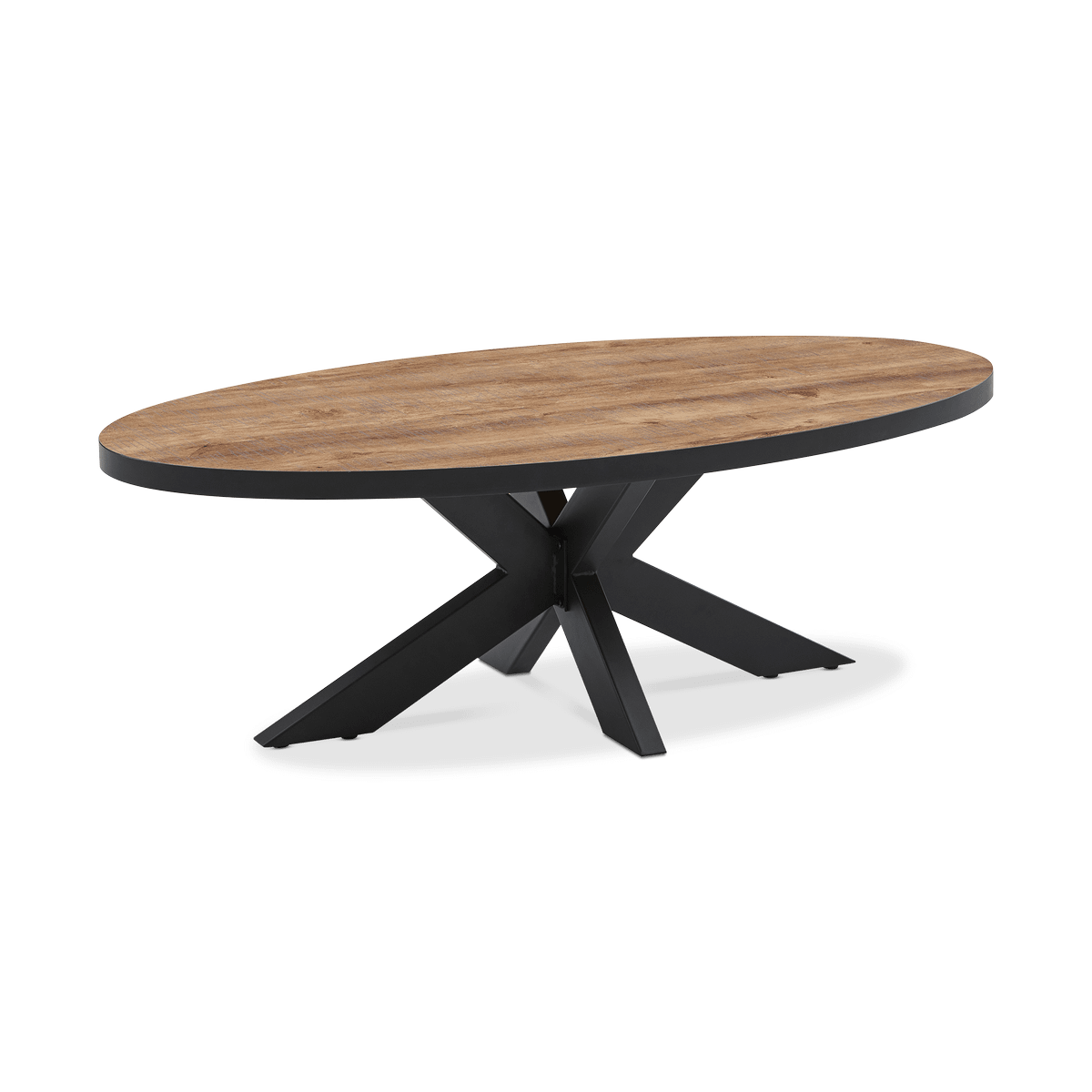 Salontafel LUCIEN Ovaal 130x70 Industrial Oak/Rand Zwart