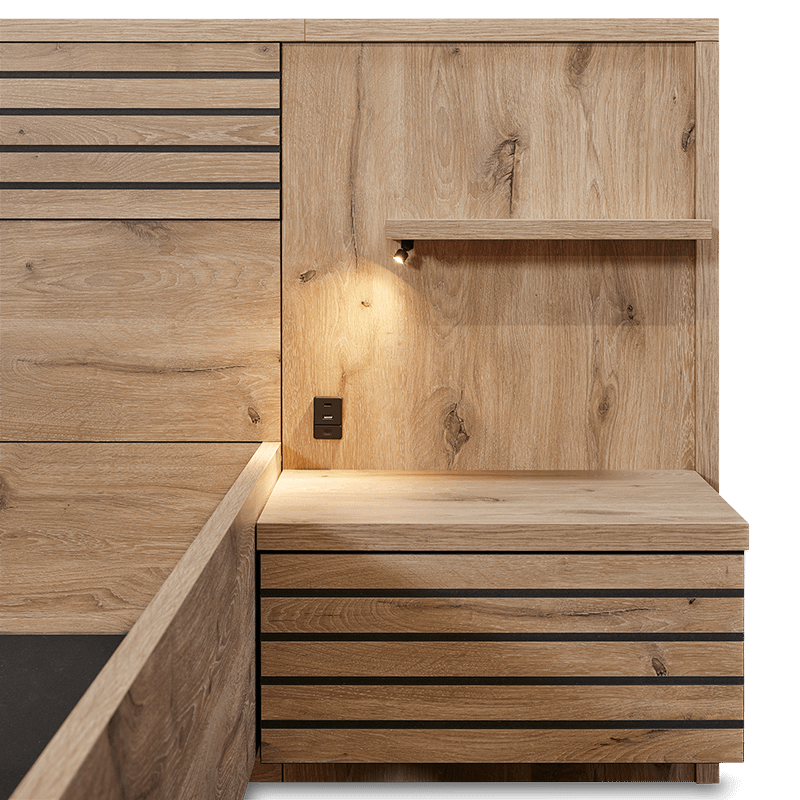 Bed ILJA 160x200 Zijwand met Nachttafels Bed ILJA 160x200 Zijwand met Nachttafels