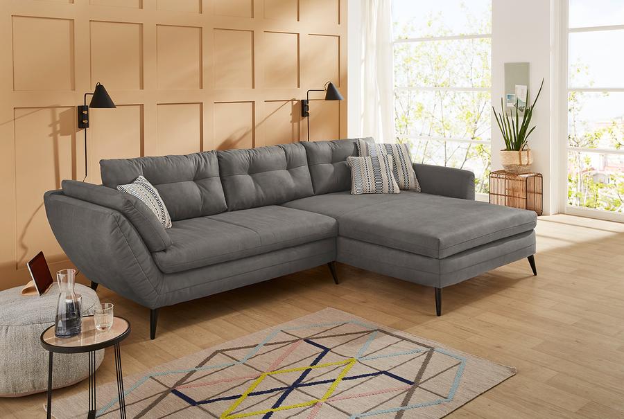 Hoeksalon TANIT met modulaire Longchair Grijs Hoeksalon TANIT met modulaire Longchair Grijs