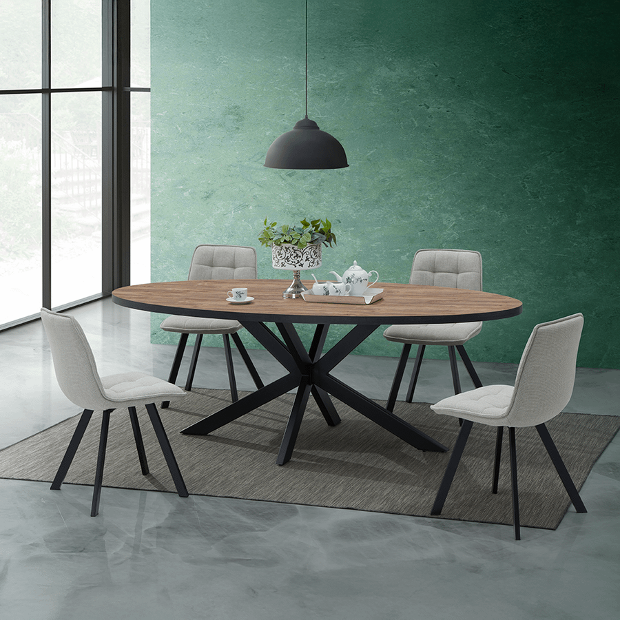 Eettafel LUCIEN Ovaal 220x118 Industrial Oak/Rand Zwart Eettafel LUCIEN Ovaal 220x118 Industrial Oak/Rand Zwart