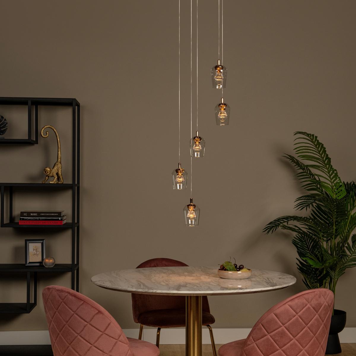 Hanglamp BERLIANE 5Del. Rond Transparant