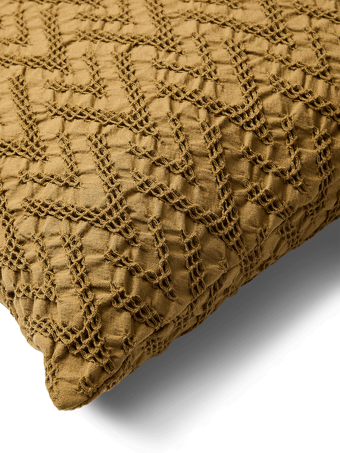 Evone kussenhoes van 100% katoen met wafelstructuur mosterd 50 x 50 cm