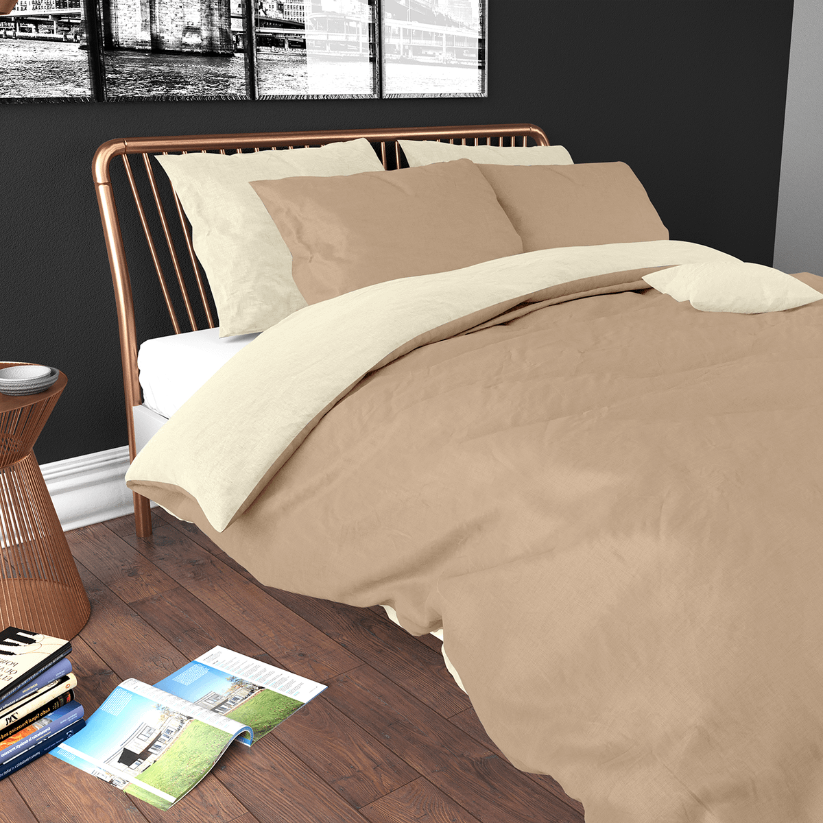 Dekbedovertrek TWIN FACE 240 Creme/Taupe