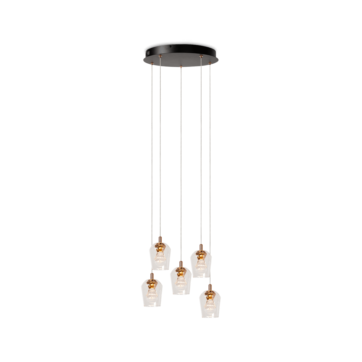 Hanglamp BERLIANE 5Del. Rond Transparant
