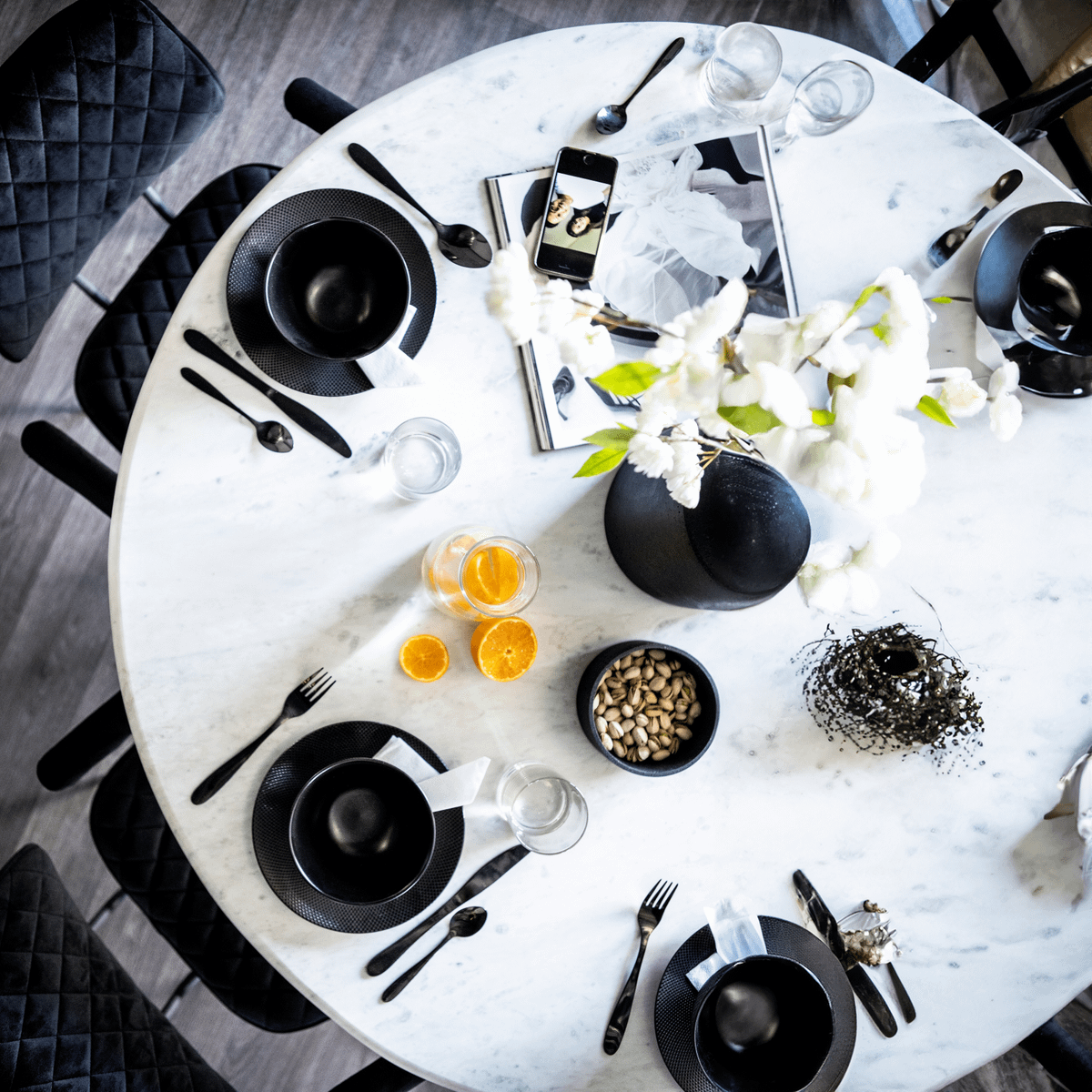 Eettafel CHANEAU Wit Marmer Ø120