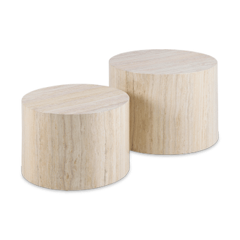 Set van 2 salontafels LIVA Travertijnlook Set van 2 salontafels LIVA Travertijnlook