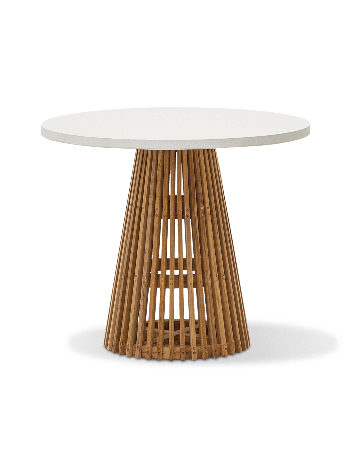 Ronde tuintafel Alcaufar van massief teakhout en wit cement ⌀90 cm