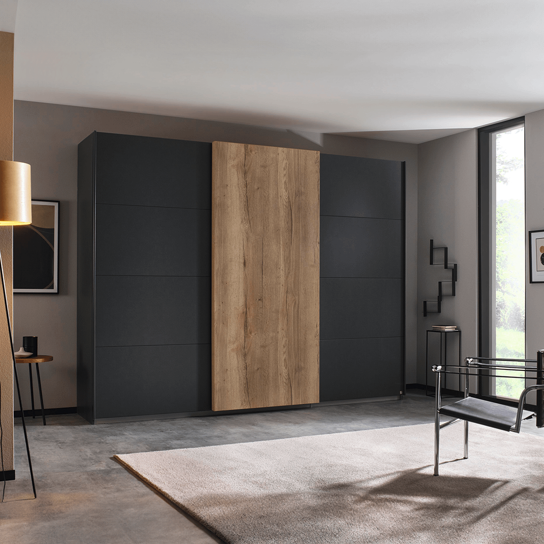 Kleerkast INDUSTRIAL Zwart/Eik B271 Kleerkast INDUSTRIAL Zwart/Eik B271