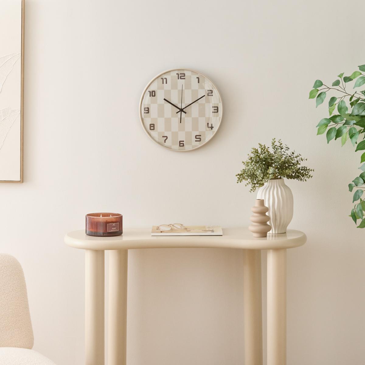 Klok LARRIE Blokjesmotief Beige