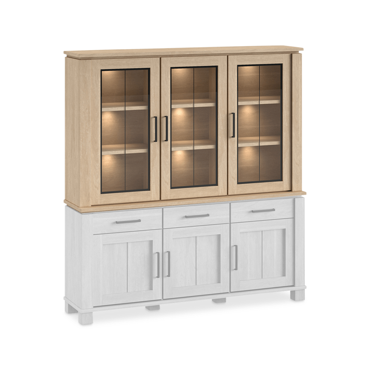 Opzetkast Vitrine BELMONTE Brushed Sand Oak B199