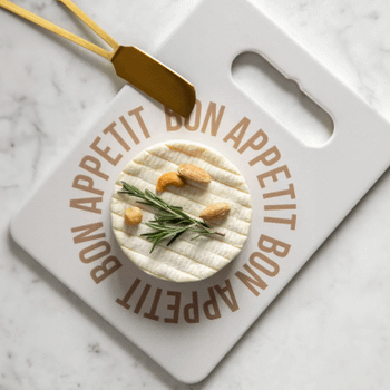 Serveerplank BON APPETIT M/Kaasmesje Wit/Goud Serveerplank BON APPETIT M/Kaasmesje Wit/Goud