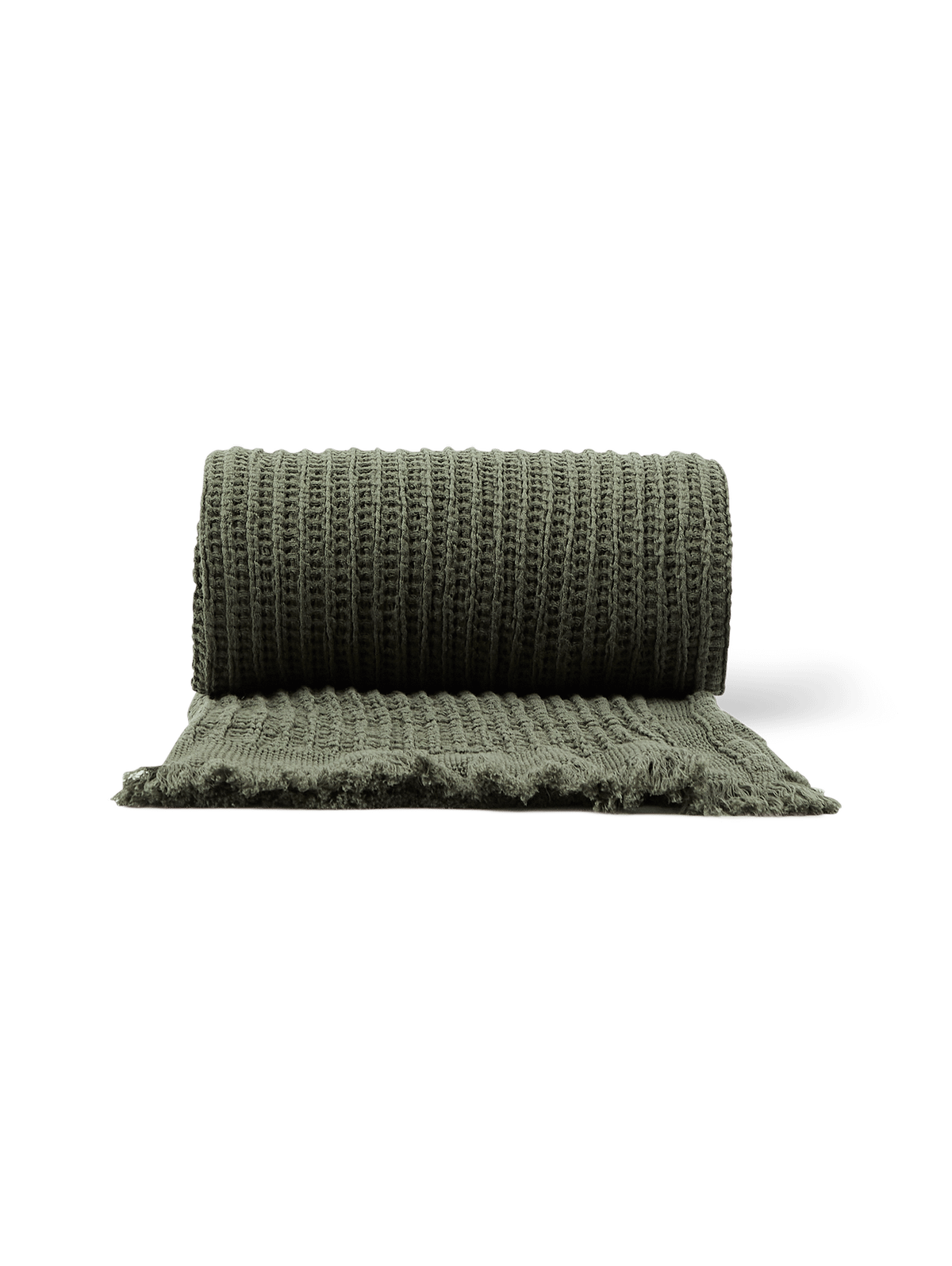 Nulina groene deken van 100% katoen met wafeldessin 130 x 170 cm