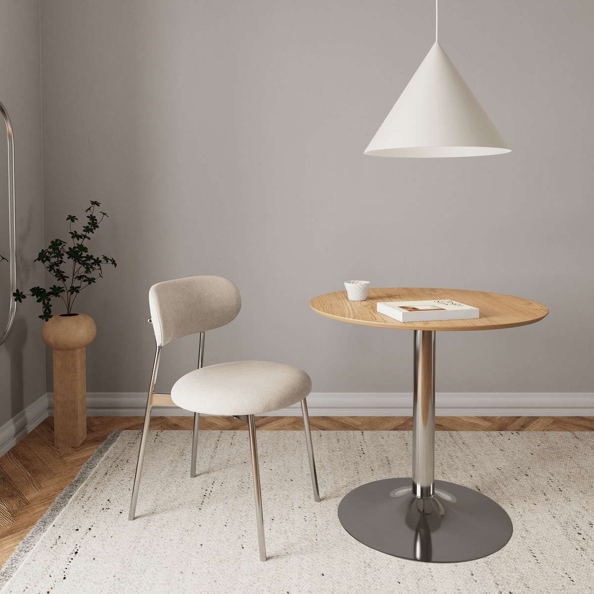 Eettafel LUTOR Eikfineer/Chrome Ø80