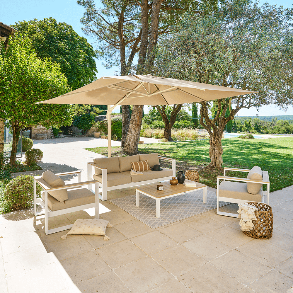 Zweefparasol AREZZO Vierkant Kantelbaar Taupe