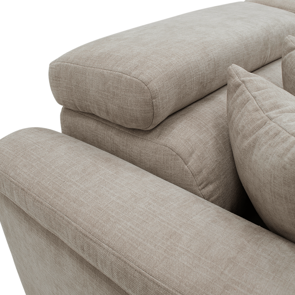 Hoeksalon FIRENZE Hoek Rechts Beige - Elektrische Diepteverstelling