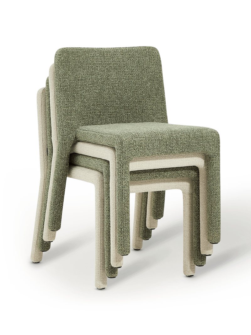 Loria stapelbare stoel in groen chenille