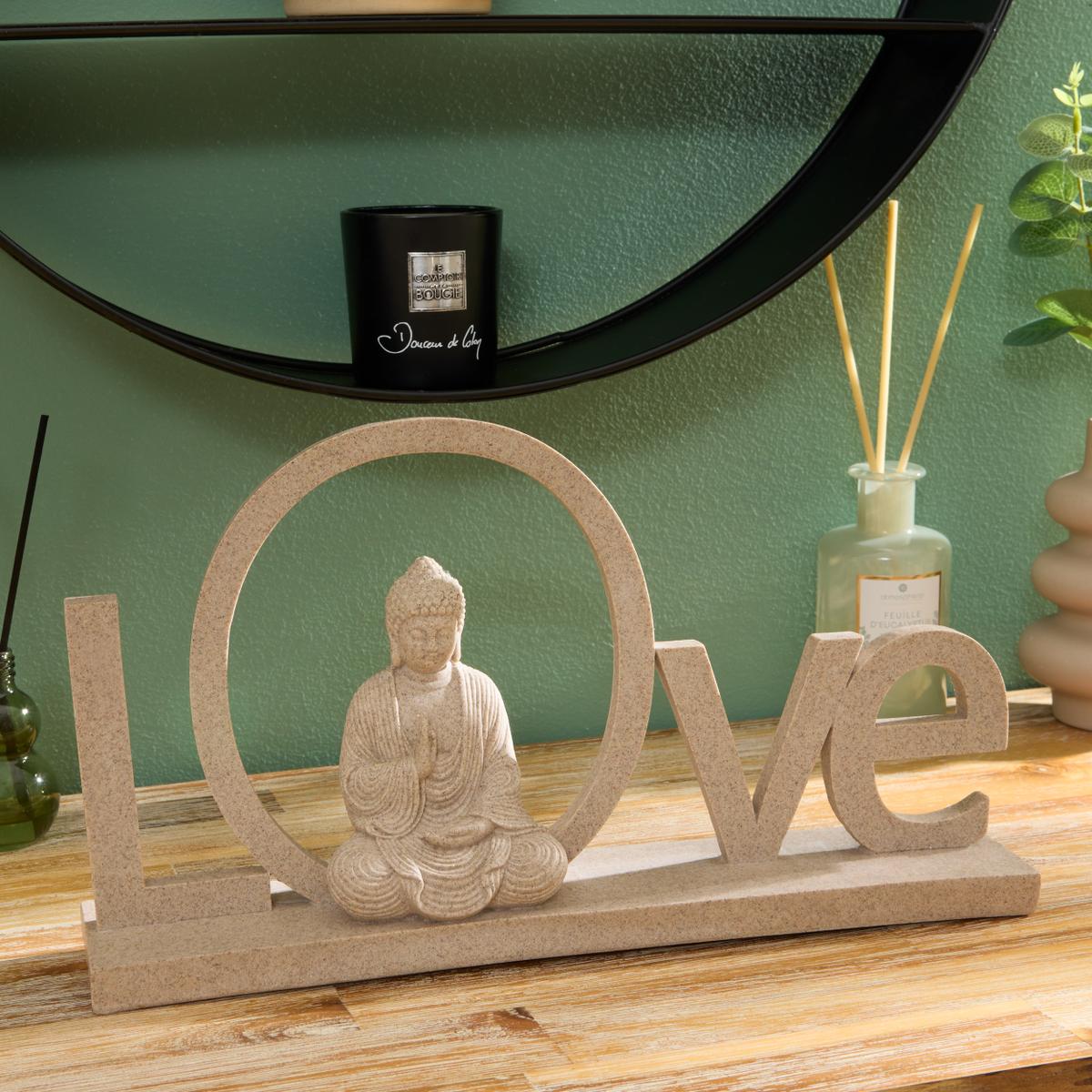 Decowoord LOVE Boeddha Poly Beige