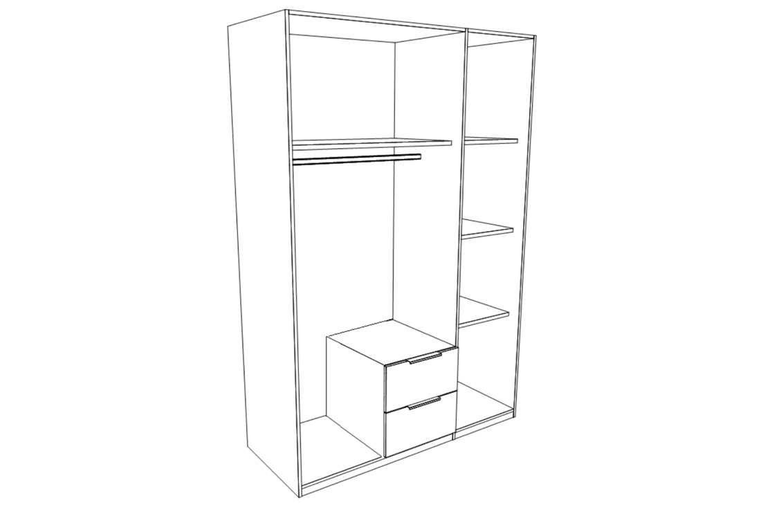 Kleerkast HUVAR Plankeneiche/Graphite B135 Kleerkast HUVAR Plankeneiche/Graphite B135