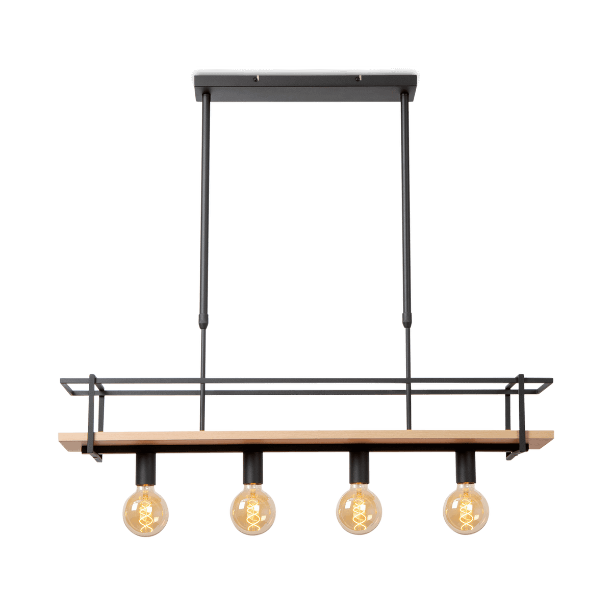 Hanglamp MILONGA Met. Zwart/Hout