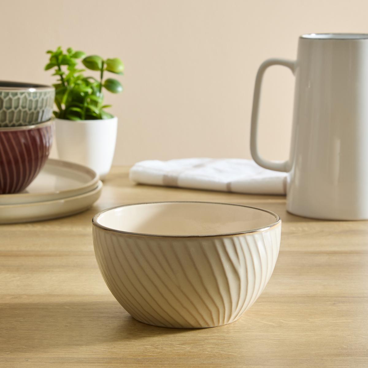 Kom HELLA 65cl Keramiek Strepen Beige
