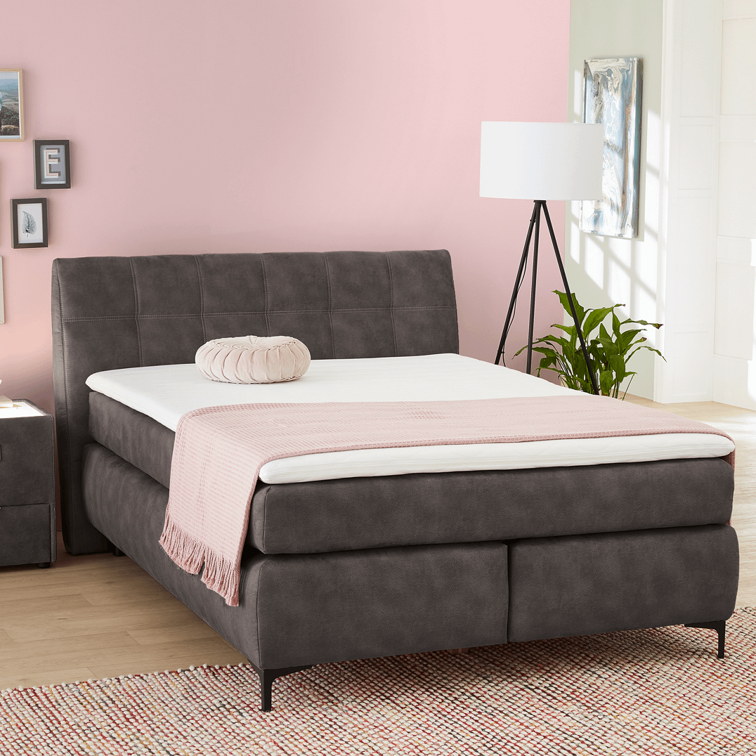 Boxspring ADORP 180x200 Donkergrijs