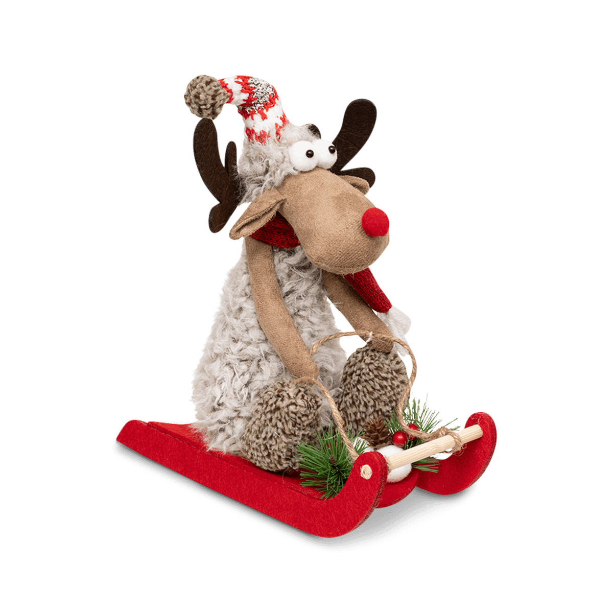 Rendier PRANCER op Slee Rood