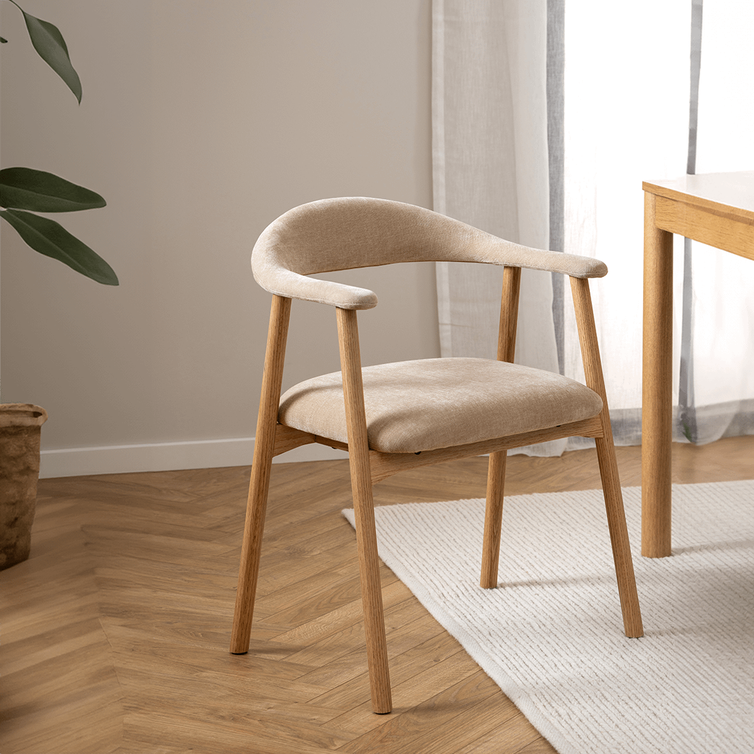 Armstoel COLETTE Danny Beige - Poot Eik Armstoel COLETTE Danny Beige - Poot Eik