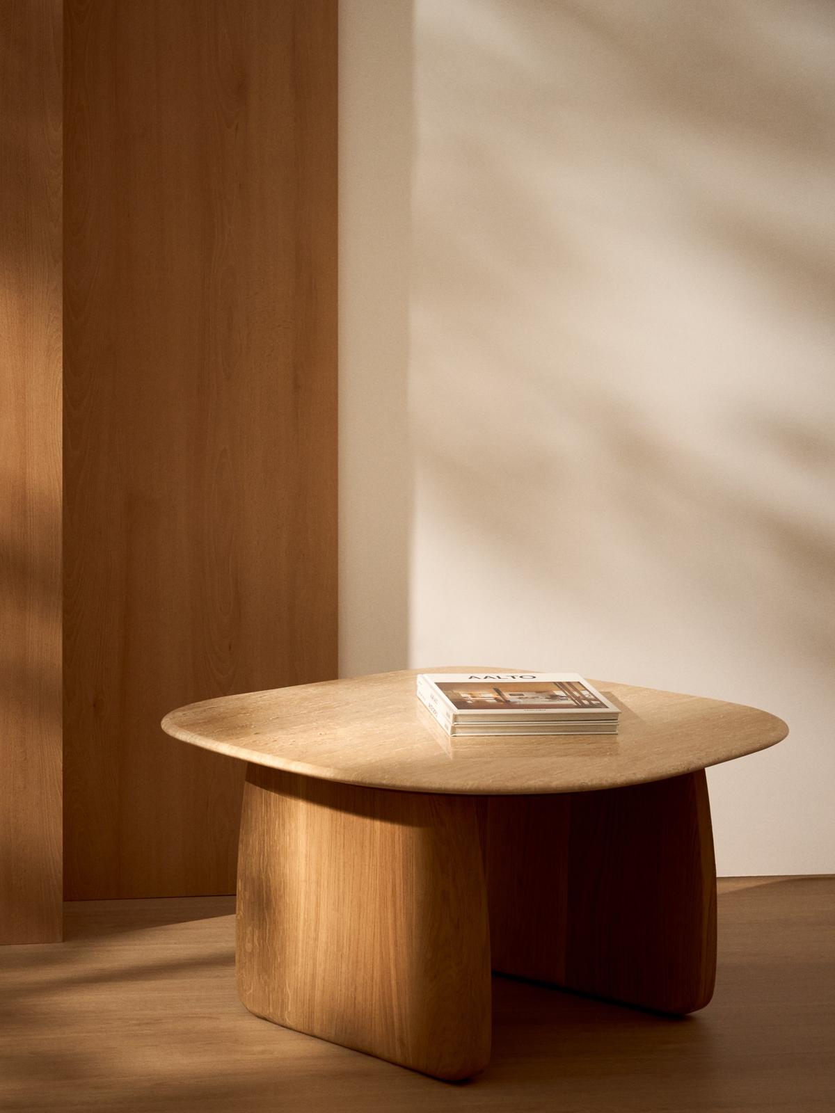 Bijzettafel Pirita Beige travertin/Naturel 71 x 70 cm