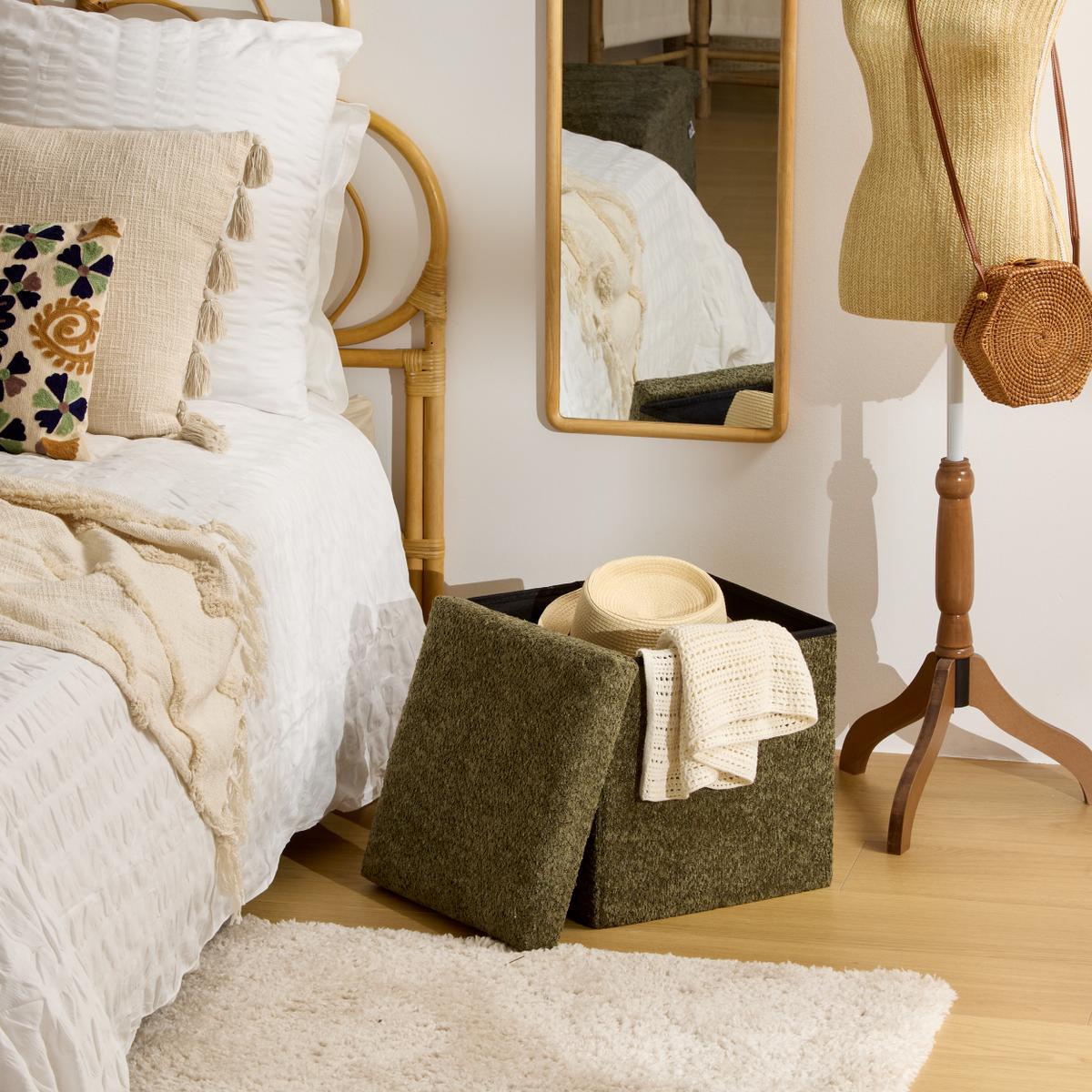 Opbergpouf SOANA Vierkant Kaki