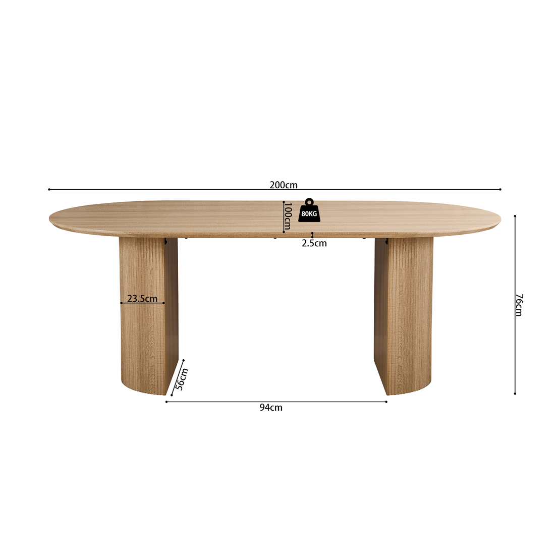 Eettafel PORTO 200x100 Decor Eik Naturel Eettafel PORTO 200x100 Decor Eik Naturel