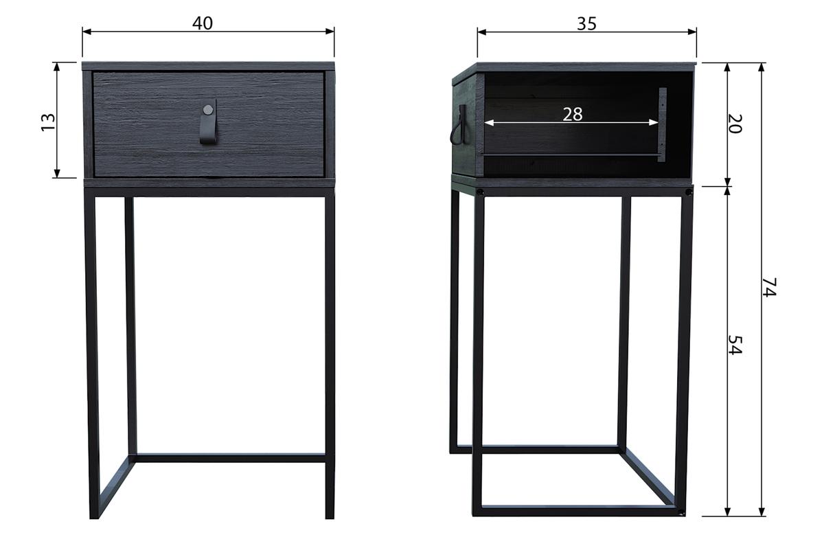 Nachtkastje BABS Zwart