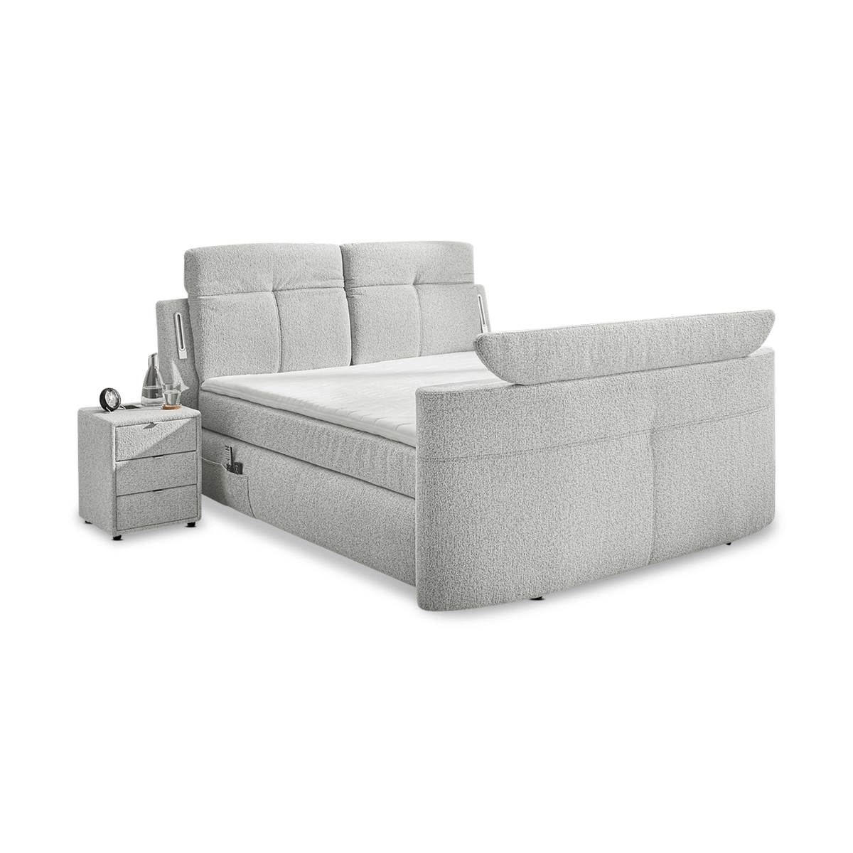 Boxspring DOMBURG Stof Lichtgrijs 180x200